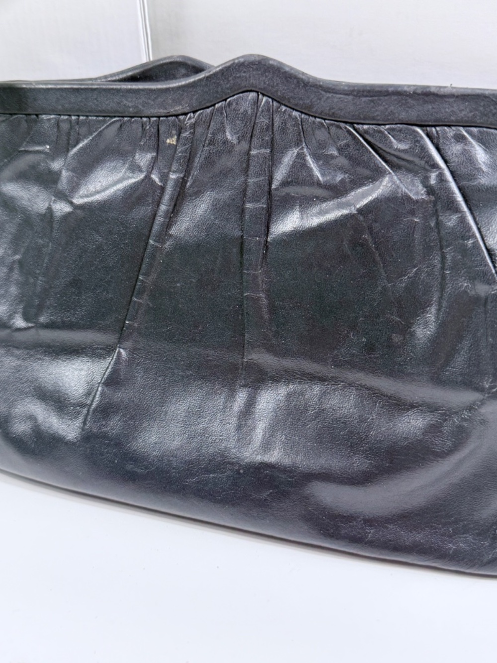 Vintage Black Leather Clutch Bag - Picture 3 of 7